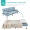Best Choice Products Modern Linen Convertible Futon Sofa Bed w/ Removable Armrests, Metal Legs, Cupholders